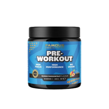 Famous Nutrition Pre-Workout Mango Passion Flavour 225g