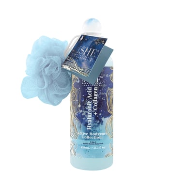 She Aromatherapy Active Body Bubble Bath & Sponge Collagen & Hyaluronic Acid 1 each