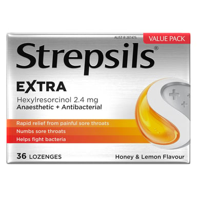 Strepsils Extra Honey & Lemon Throat 36 lozenges