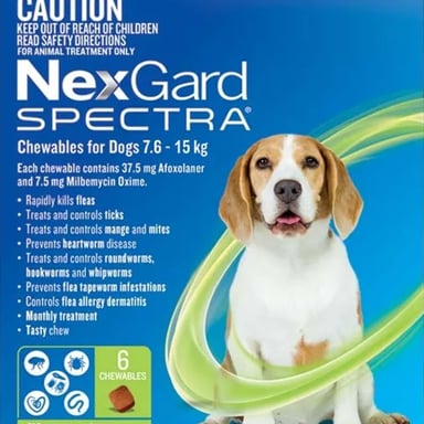 NexGard Spectra For Dogs 7.6-15kg - 3 chewable tablets