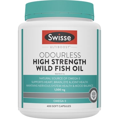 Swisse Ultiboost Odourless High Strength Wild Fish Oil 1500mg - 400 capsules