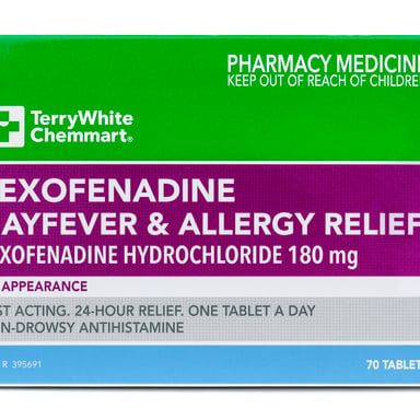 TerryWhite Chemmart Fexofenadine 180mg - 70 tablets