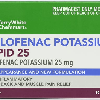 TerryWhite Chemmart Diclofenac Potassium Rapid 25mg - 30 tablets