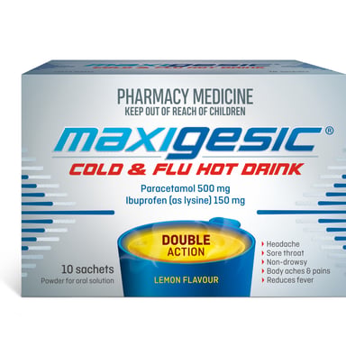 Maxigesic Cold & Flu Hot Drink 500mg/150mg - 10 sachets