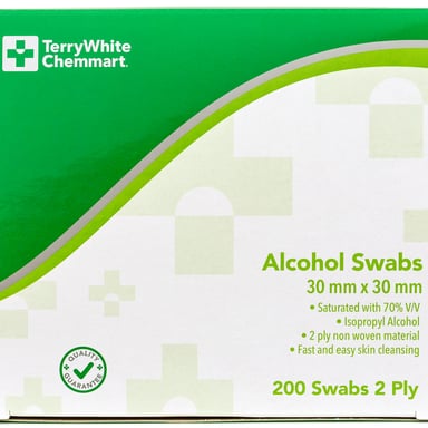 TerryWhite Chemmart Alcohol Swabs 2 Ply 200 pack