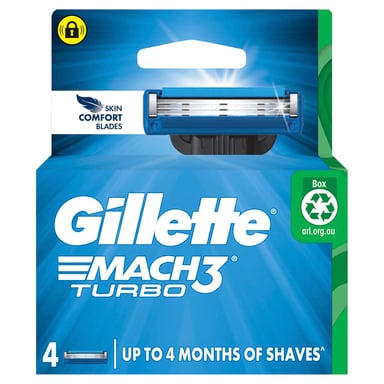 Gillette Mach3 Turbo 3D Cartridges 4 pack