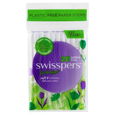 Swisspers Cotton Tips Paper Stems 20 pack