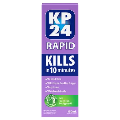 KP24 Rapid Head Lice Solution With Metal Comb 150ml