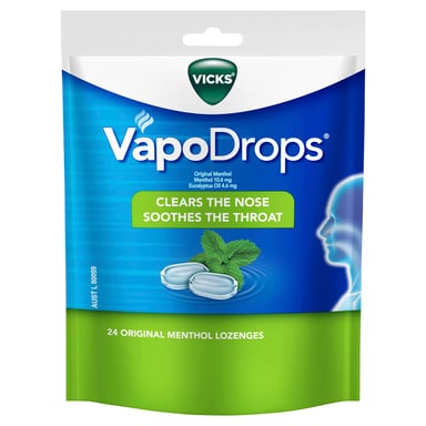 Vicks VapoDrops Original Menthol 24 lozenges