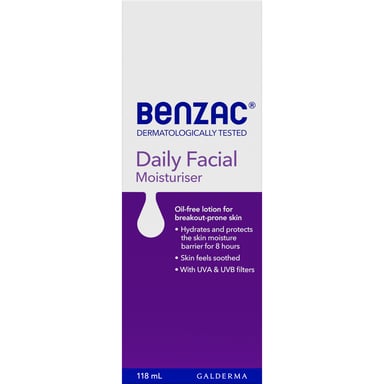 Benzac Daily Facial Moisturiser For All Skin Types SPF15 - 118ml