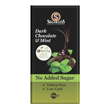 Sugarless Stevia Dark Chocolate & Mint 100g