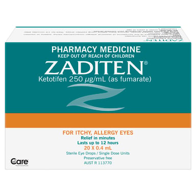 Zaditen Eye Drops For Itchy Allergy Eyes 20 vials