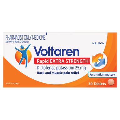 Voltaren Rapid Extra Strength 25mg Back and Muscle Pain Relief 30 tablets