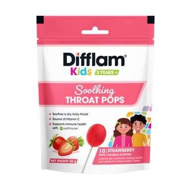 Difflam Kids Pops Strawberry 10 lozenges