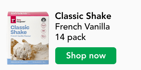 Tony Ferguson Classic shake, French Vanilla flavour 14 pack, Shop now
