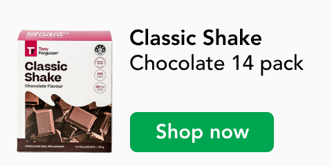 Tony Ferguson Classic shake, Chocolate flavour 14 pack, Shop now