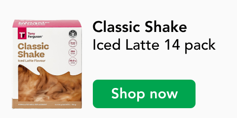 Tony Ferguson Classic shake, Iced Latte flavour 14 pack, Shop now