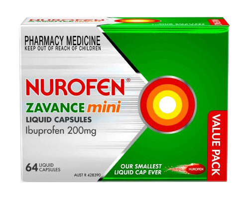 Nurofen Zavance Mini Liquid Capsules Ibuprofen 200mg Pain Relief 64s