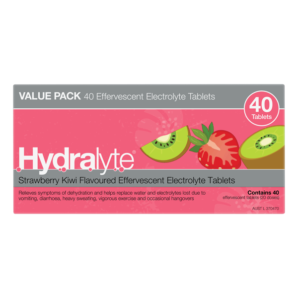 Hydralyte Effervescent  Strawberry Kiwi 40 tablets