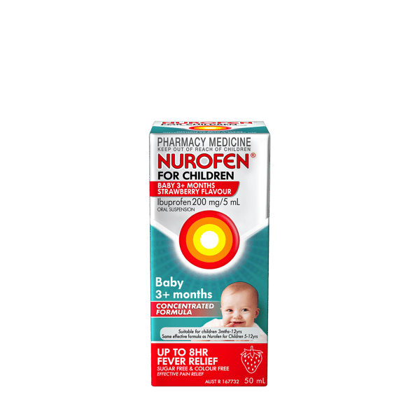 Nurofen for Children 3+ Months Pain And Fever Relief 200mg/5ml Strawberry 50ml