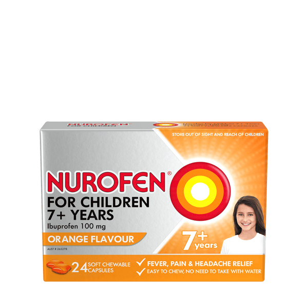 Nurofen for Children 7+ Years Orange 100mg 24 chewable capsules