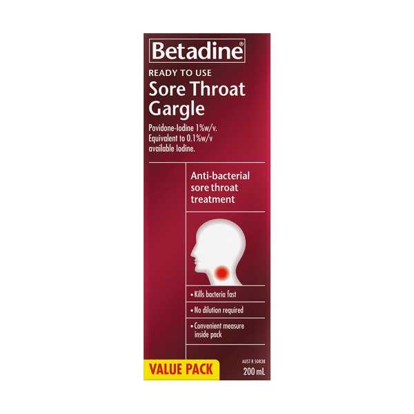Betadine Ready To Use Sore Throat Gargle 200ml