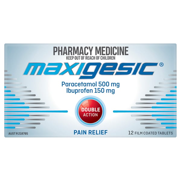 Maxigesic Paracetamol 500mg + Ibuprofen 150mg - 12 tablets