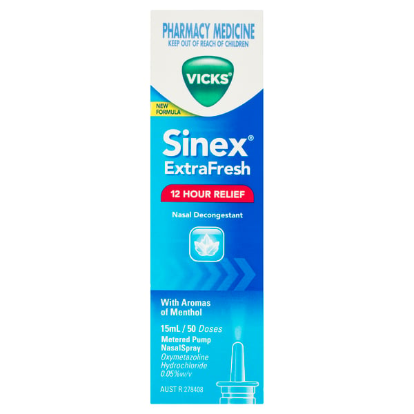 Vicks Sinex Extra Fresh Nasal Decongestant Relief With Menthol 15ml