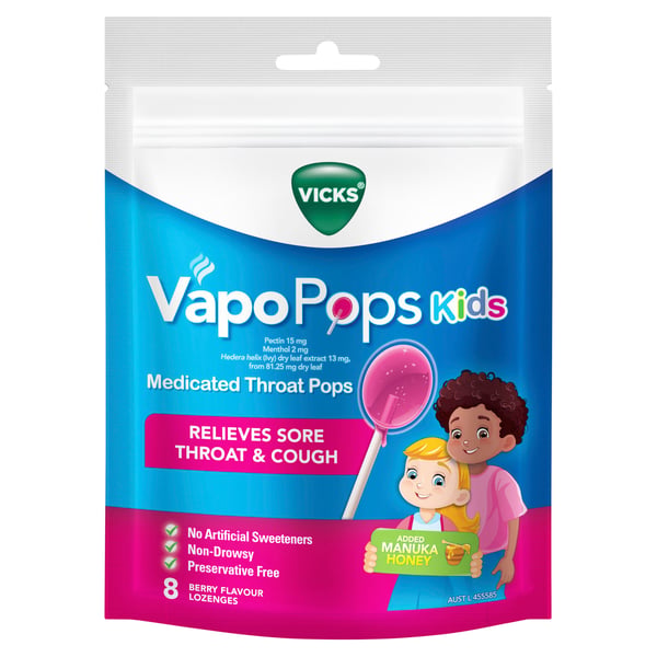 Vicks Throat Pops For Kids 8 pack