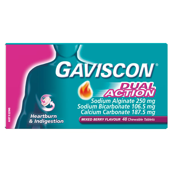 Gaviscon Dual Action Mixed Berry 48 chewable tablets