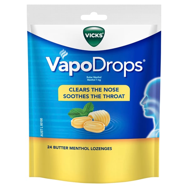 Vicks VapoDrops Butter Menthol 24 lozenges
