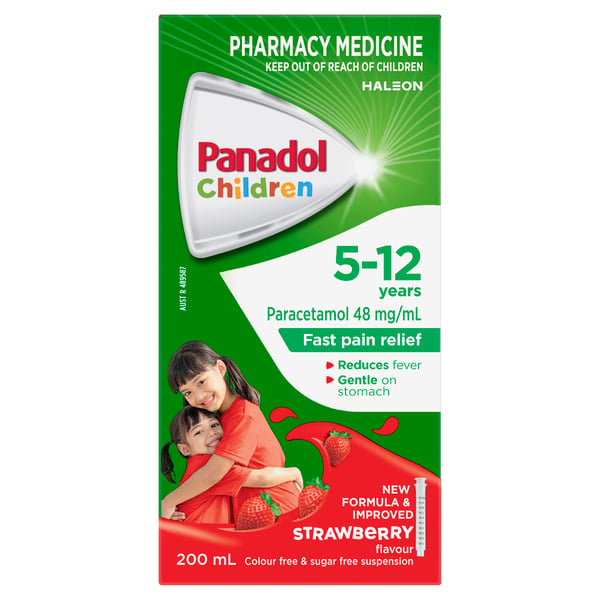 Panadol Children 5-12 Years Colourfree Suspension Strawberry Flavour 200ml