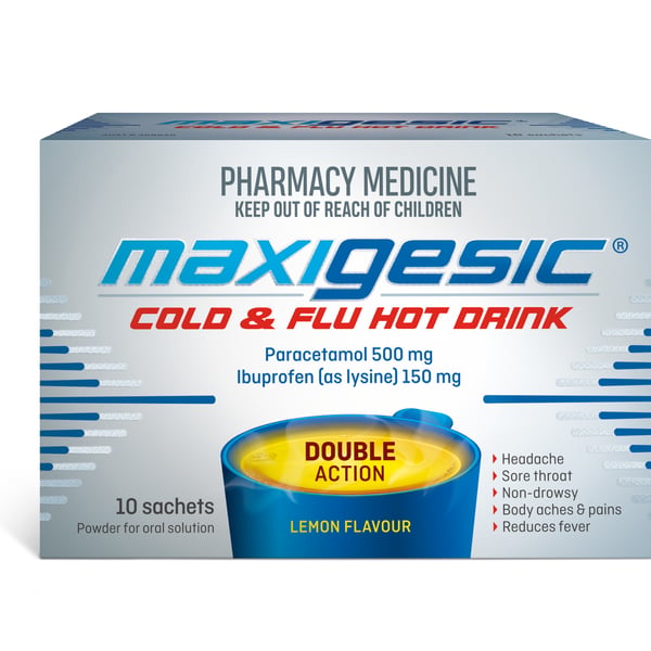 Maxigesic Cold & Flu Hot Drink 500mg/150mg - 10 sachets
