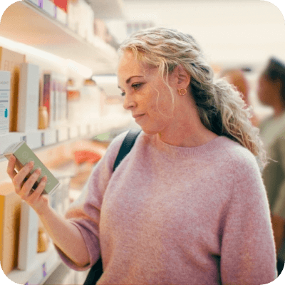 Woman shopping for MTick-certified products
