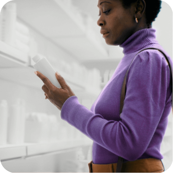 Woman checking a product in-store