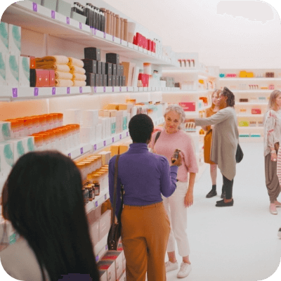 Customers browsing pharmacy shelves