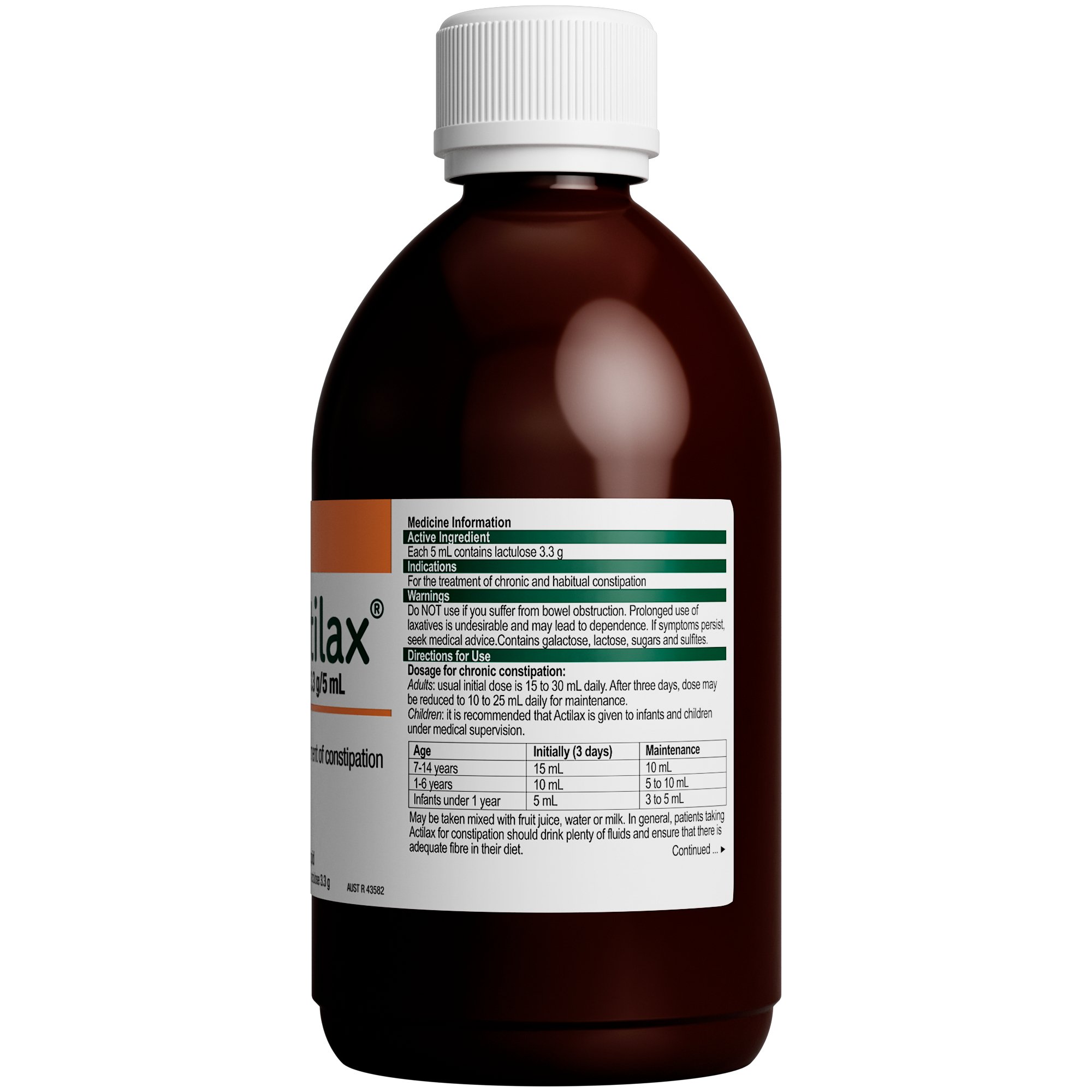 Actilax Mixture 3.34g/5ml X 500ml - Image 2