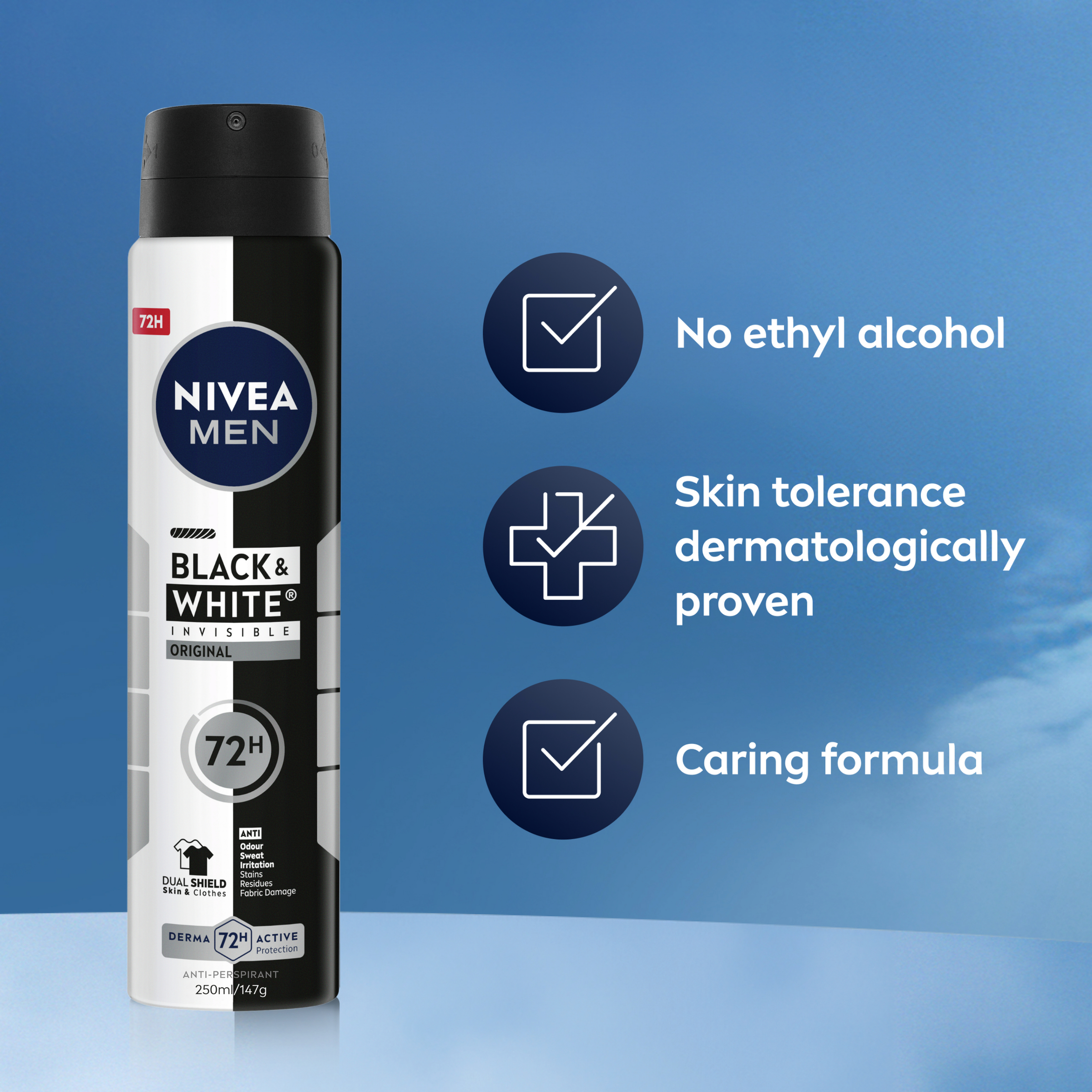 Nivea Men Anti-Perspirant Spray Invisible Black & White 250ml - Image 3