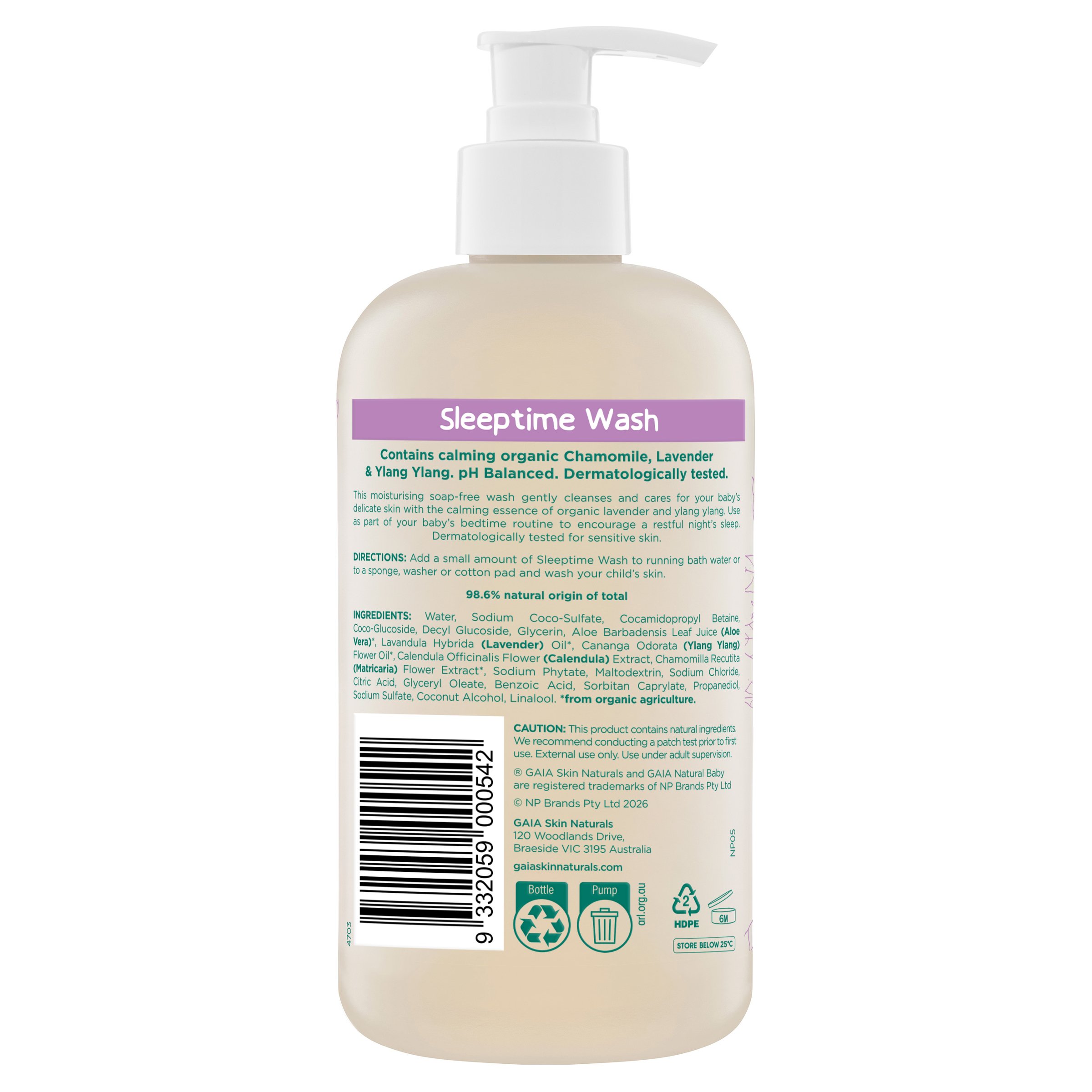 Gaia Natural Baby Sleeptime Bath 500ml - Image 2