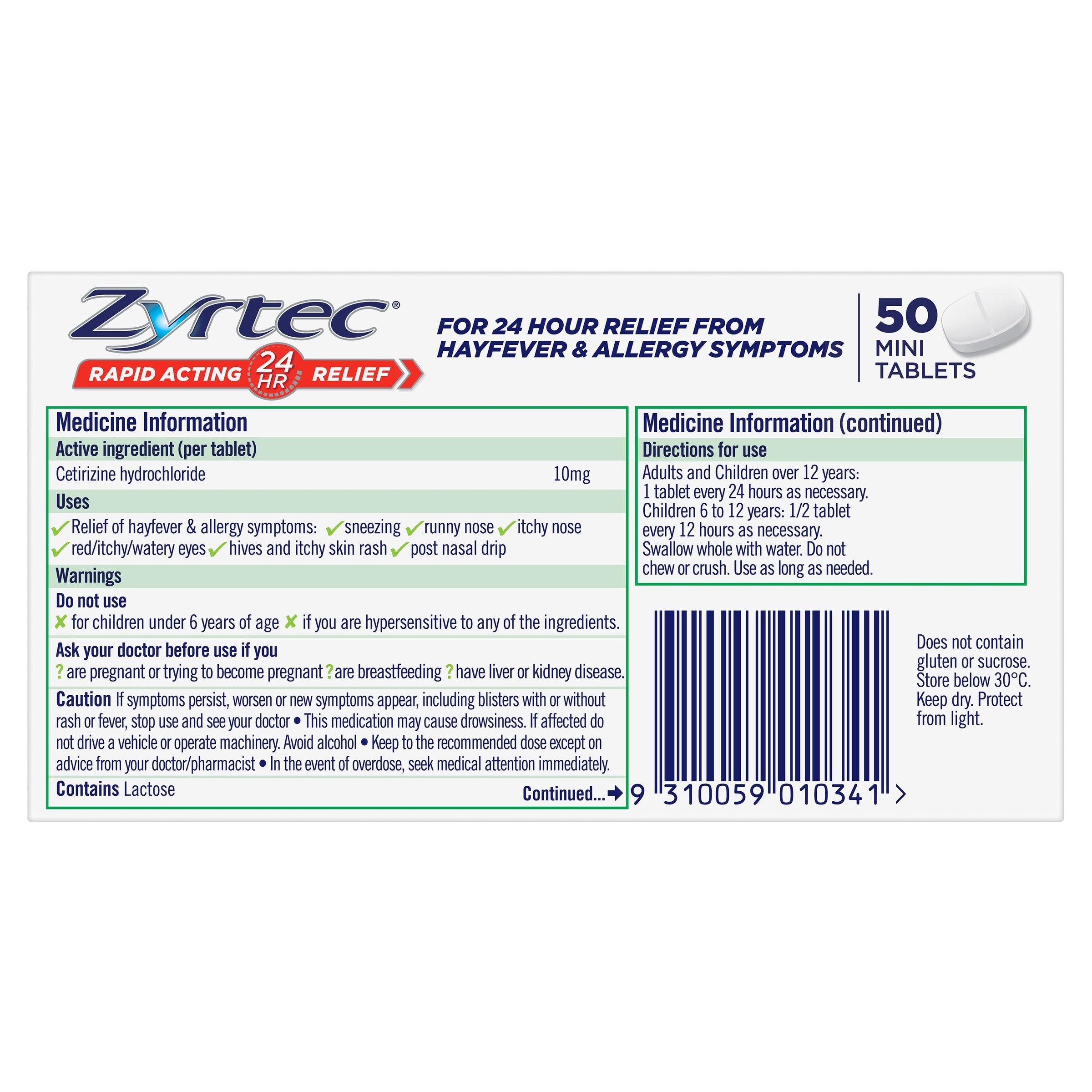Zyrtec 10mg - 50 tablets - Image 2