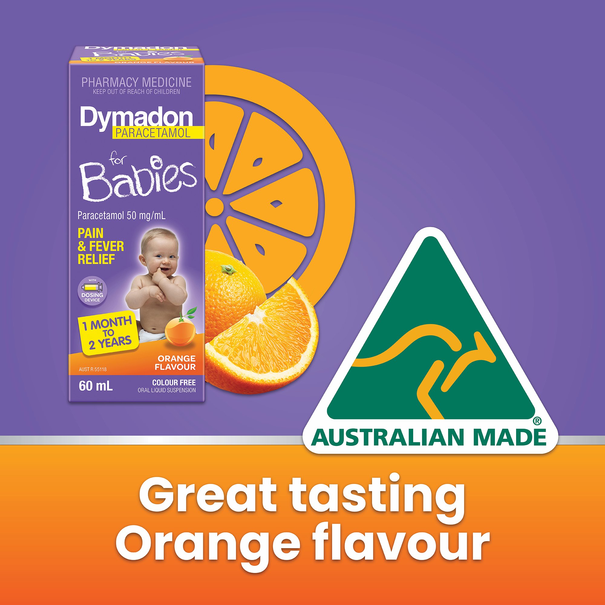 Dymadon Paracetamol for Kids 1 Month - 2 Years Orange 60ml - Image 5