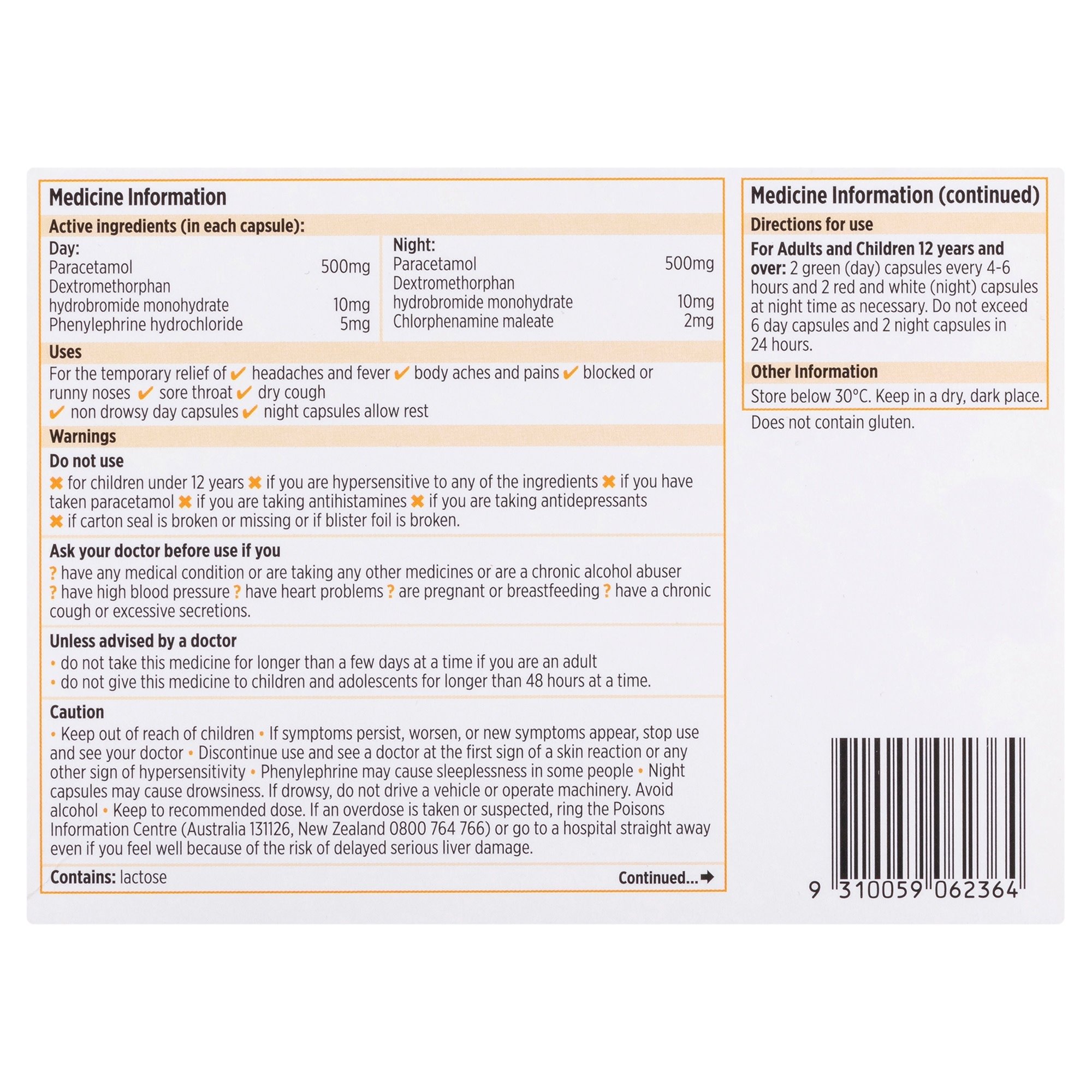 Codral PE Cold & Flu + Dry Cough Day & Night 24 capsules - Image 2