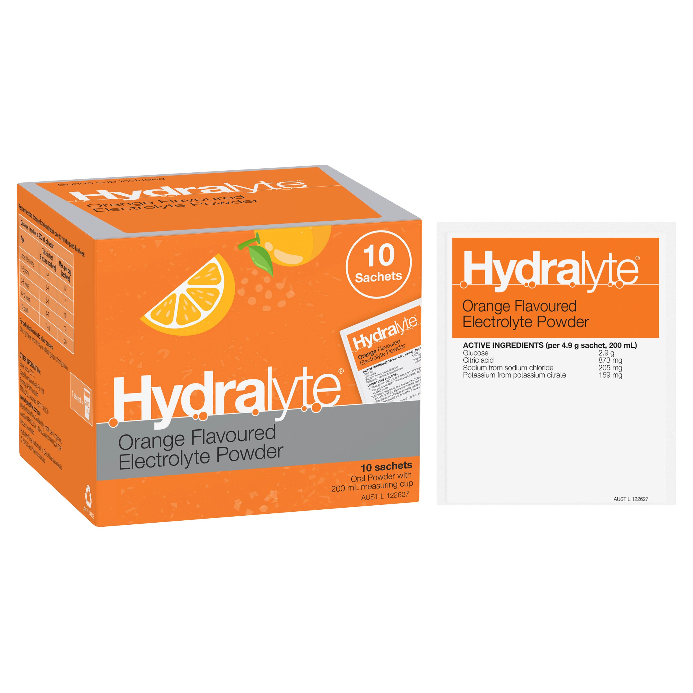 Hydralyte Electrolyte Powder Orange Flavoured 10 Sachets - Image 6