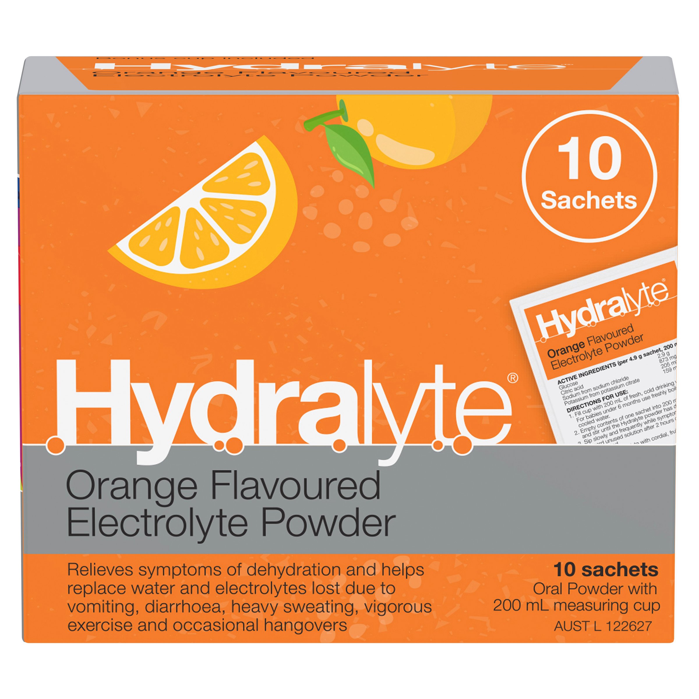 Hydralyte Electrolyte Powder Orange Flavoured 10 Sachets - Image 1