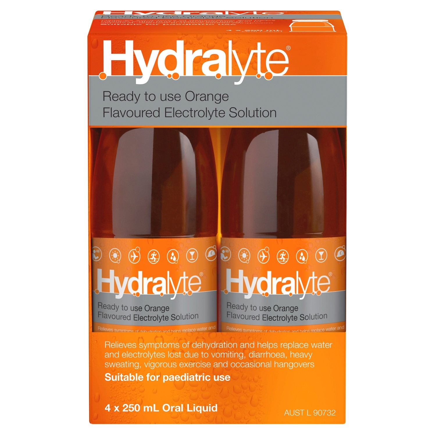 Hydralyte Ready to Use Liquid Orange Flavoured 250ml - 4 pack - Image 1
