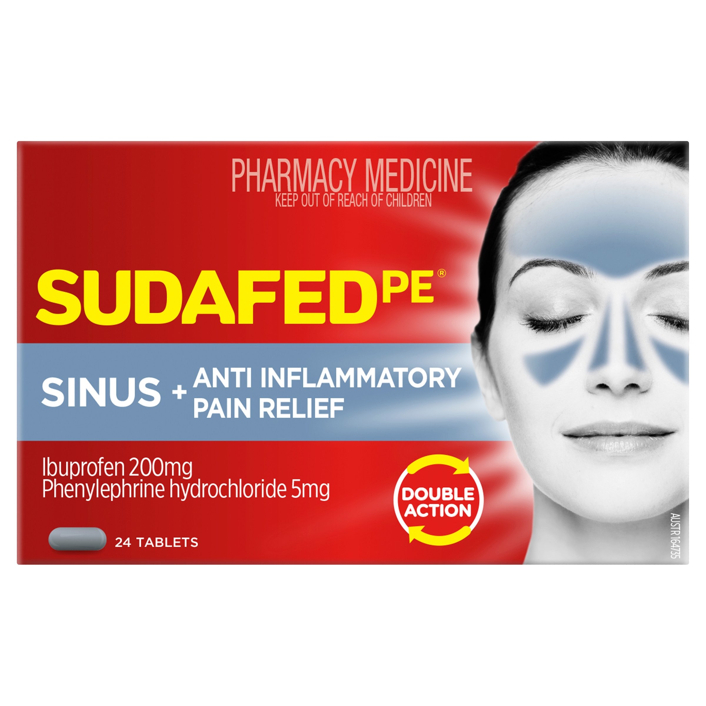 Sudafed PE Sinus + Anti-Inflammatory Pain Relief Non Drowsy 24 tablets - Image 1