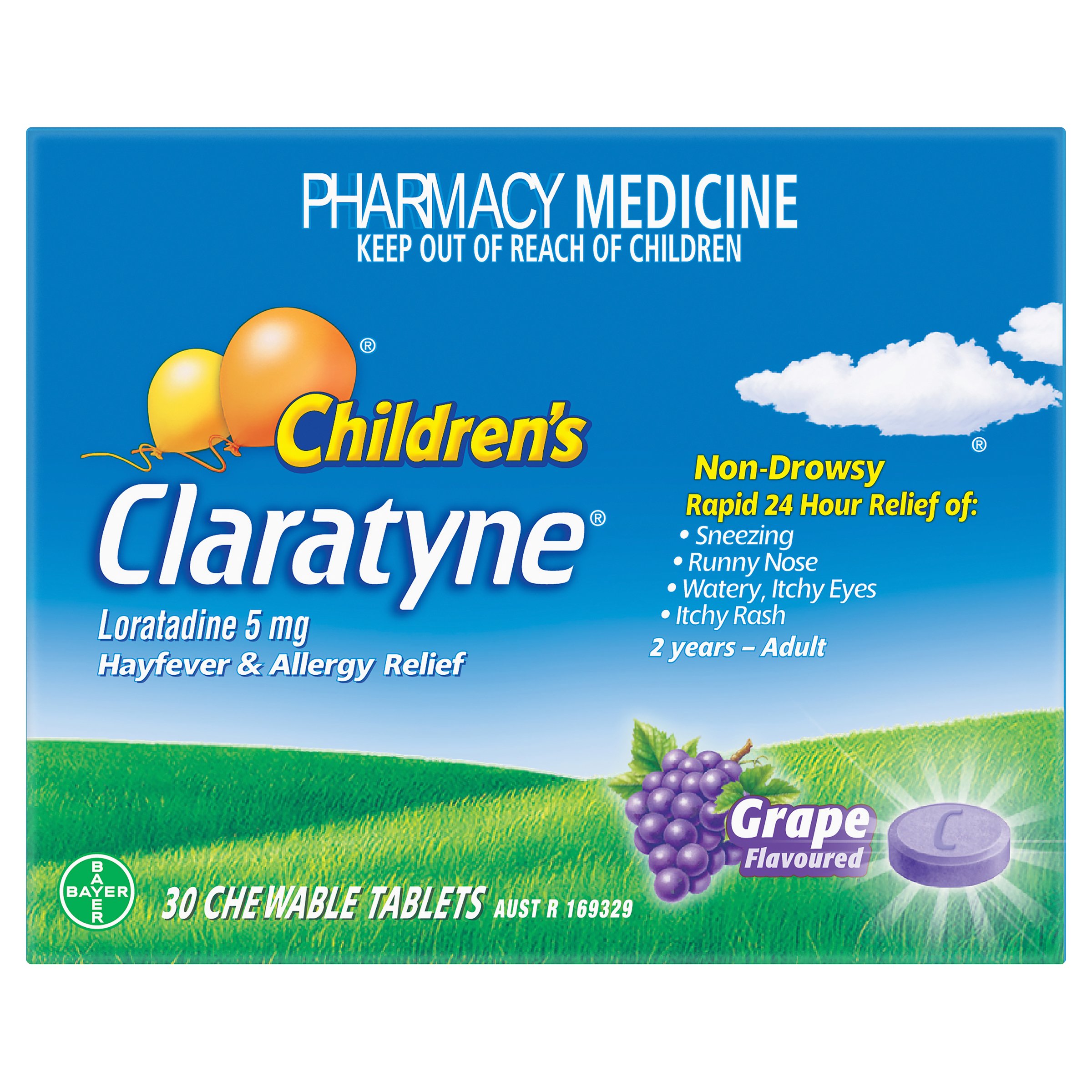 Claratyne Children's Hayfever & Allergy Relief Grape 30 chewable tablets - Image 1