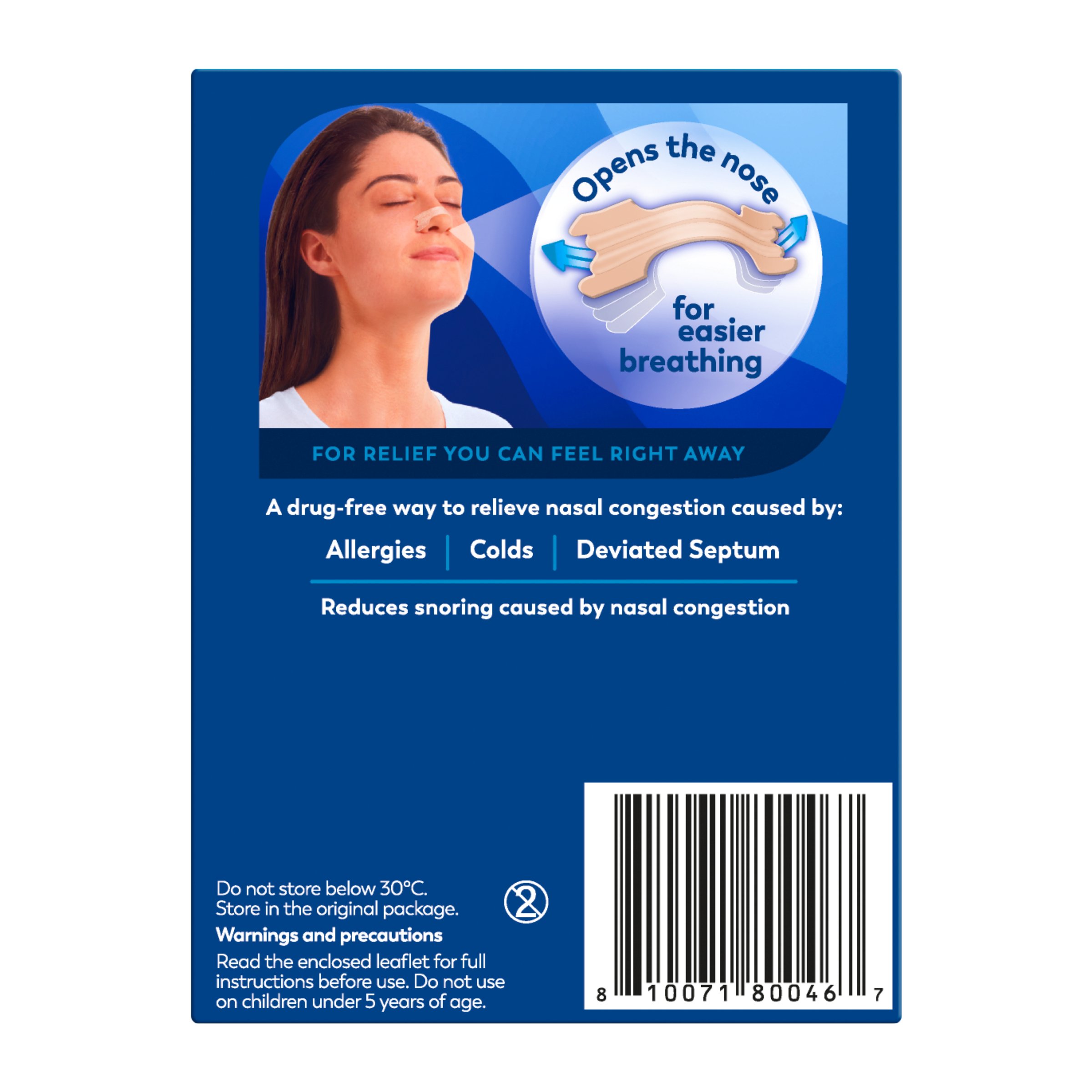 Breathe Right Nasal Strips Tan Small/Medium 30 pack - Image 2