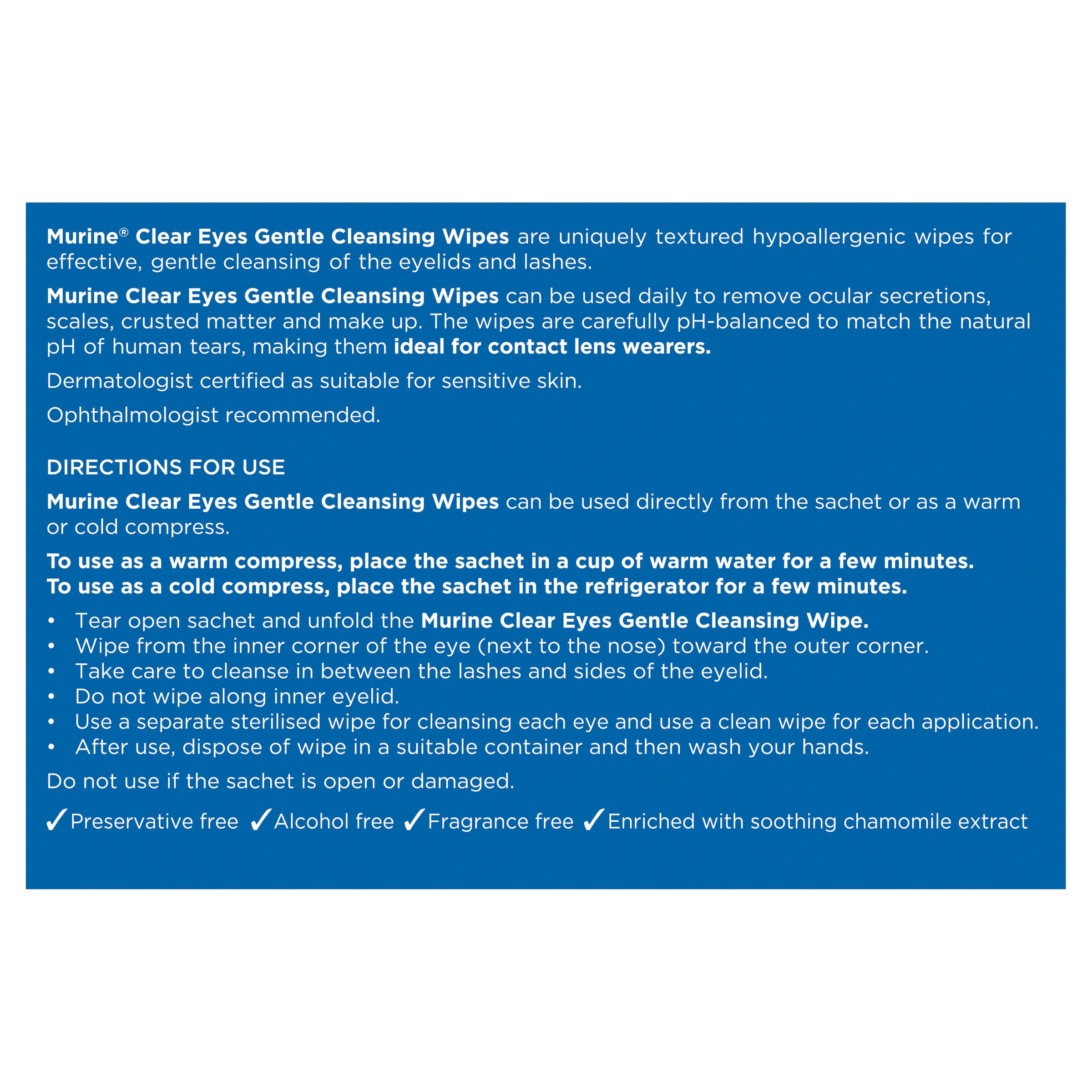 Murine Clear Eyes Wipes 30 sachets - Image 2