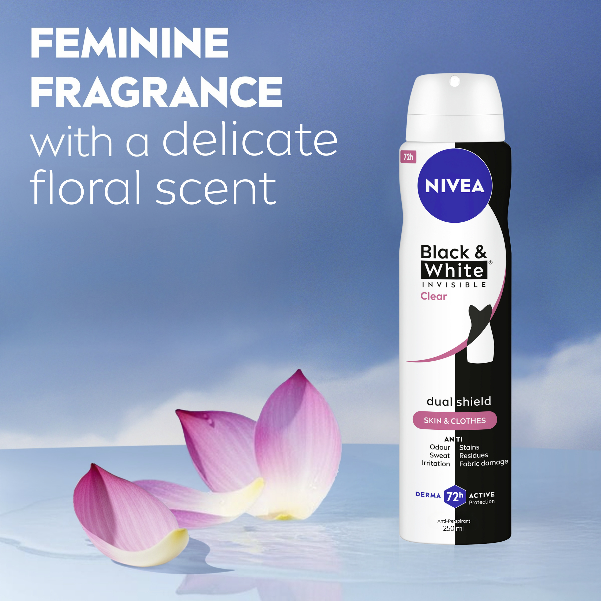 Nivea Deodorant Aerosol Invisible For Black & White Clear 250ml - Image 3